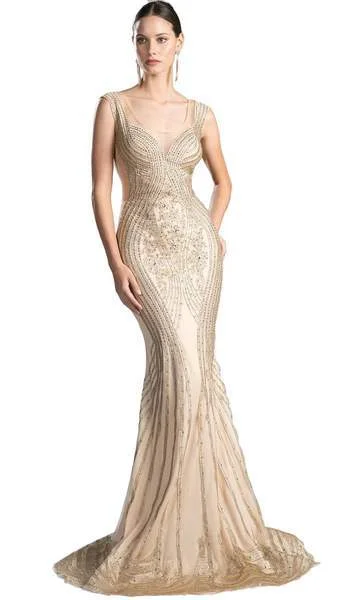 Cinderella Divine - Bead Embellished Fitted Mermaid Evening Dress CE0010 Glittery Long Formal