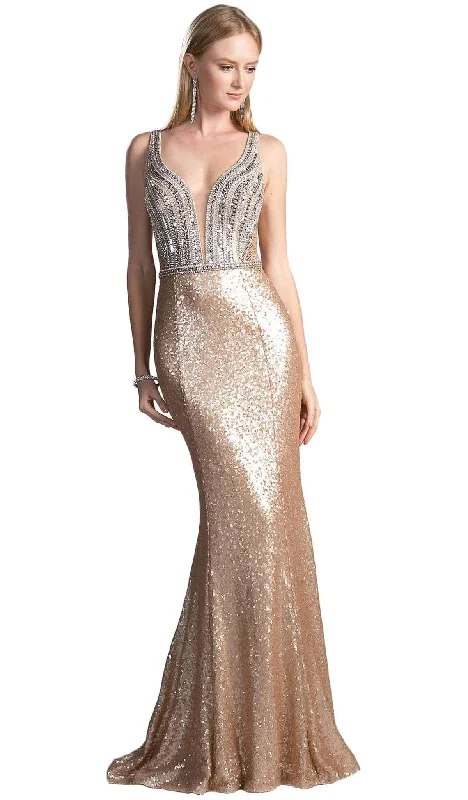 Cinderella Divine - Embellished Sheer Back Evening Dress CR810 Off-the-shoulder Bohemian Festive