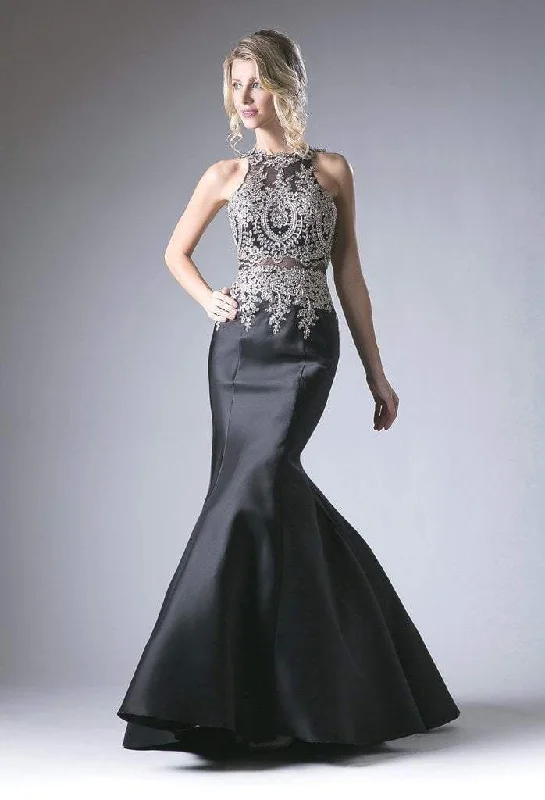 Cinderella Divine Metallic Lace Illusion High Neck Mermaid Evening Dress Tunics Practical easy-care