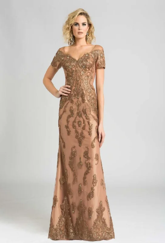 Feriani Couture Embellished V-Neck A-Line Evening Dress 18569  - 1 pc Champagne In Size 20 Available Peplum Ruffle Cocktail