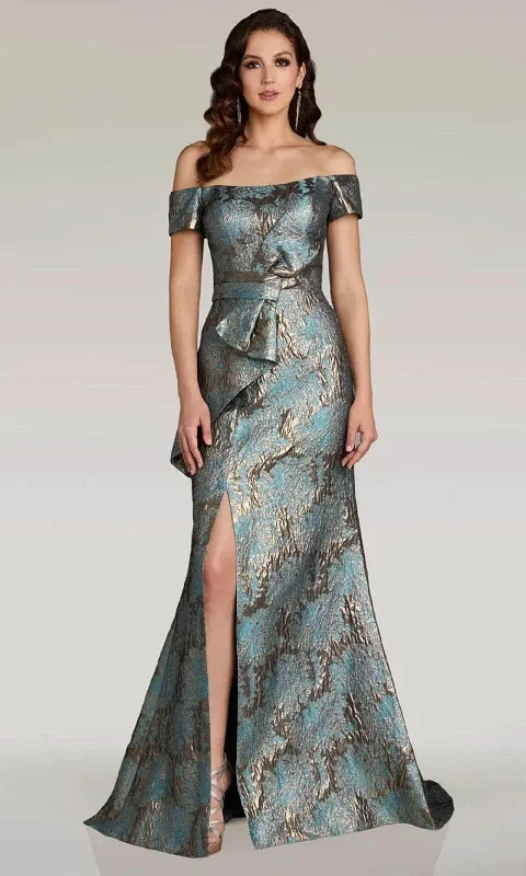 Gia Franco 12378 - Metallic High Slit Evening Dress Tunics Bridal satin