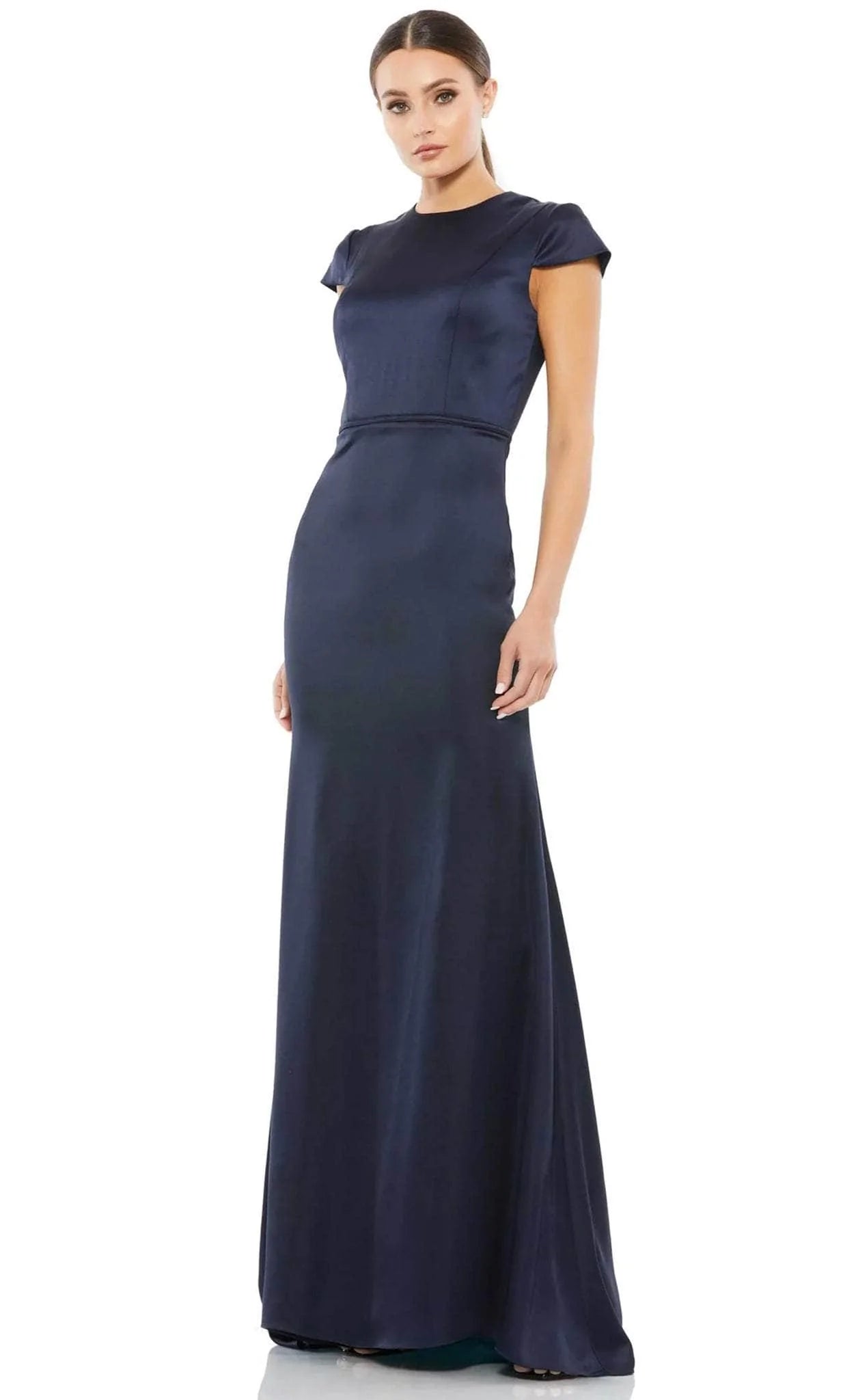 Ieena Duggal 26648 - Cap Sleeve Satin Evening Dress Tunics Polka dots