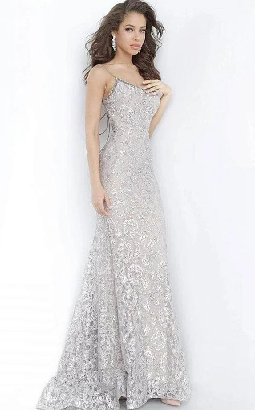 Jovani 00355SC - Metallic Lace Evening Dress Sequined Elegant Party