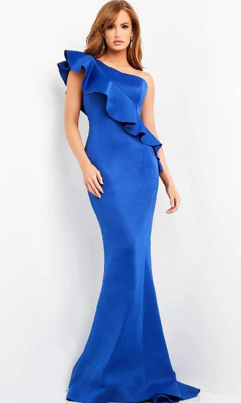 Jovani 06708 - Asymmetrical Drape Evening Dress Turtleneck Warm Winter