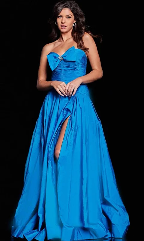 Jovani 37066 - Shirred Bow Detail Evening Dress Tunics Mesh breathable