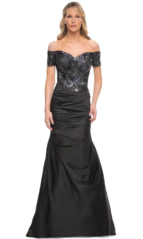 La Femme 30404SC -OFf-Shouder Embroidered Evening Dress Tunics Designer luxury