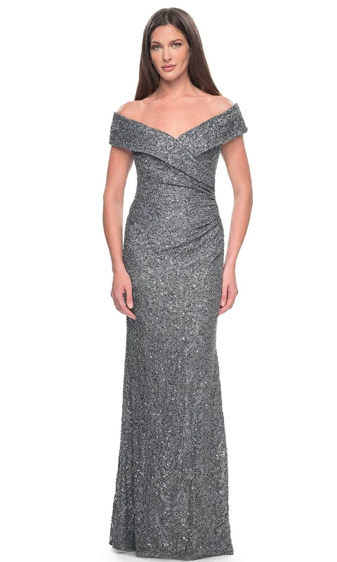 La Femme 31679 - Off Shoulder Lace Evening Dress Tunics Travel practical