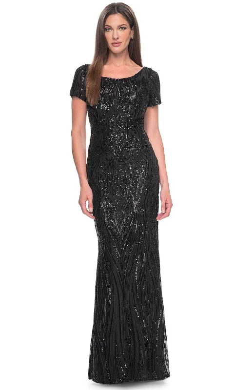 La Femme 31852 - Scoop Neck Sequin Evening Dress Tunics Gym athletic