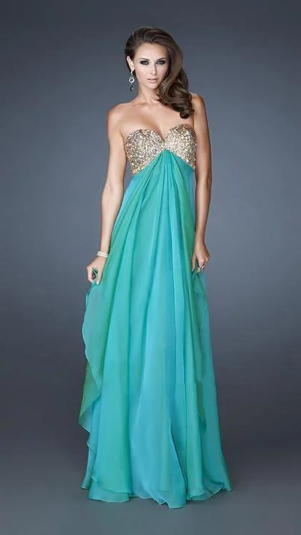 La Femme Embellished Strapless A-Line Evening Dress 18774 - 1 pc Marine Blue In Size 14 Available Bodycon Fitted Nightout