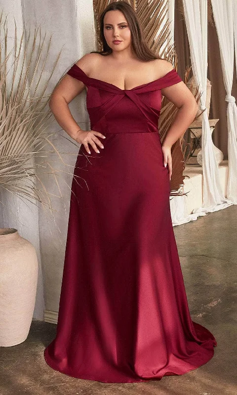 Ladivine CD325C - Satin Off-Shoulder Evening Dress Square Neckline Feminine