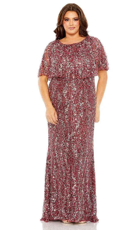 Mac Duggal 93867 - Allover Sequined Cape Sleeve Evening Dress Tunics Exclusive limited