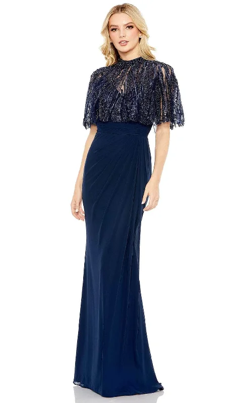 Mac Duggal A20467 - Embellished Cape Sleeve Ruched Evening Dress Tunics Distressed trendy