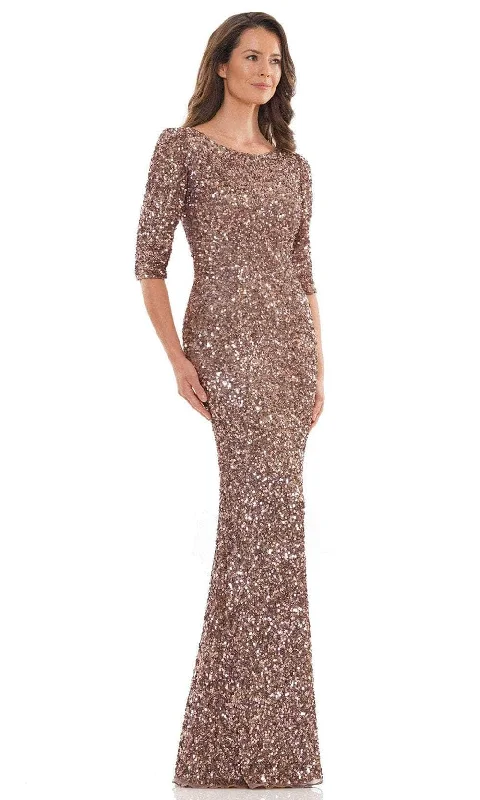 Marsoni by Colors MV1198 - Scoop Back Beaded Evening Dress Pencil Length Work