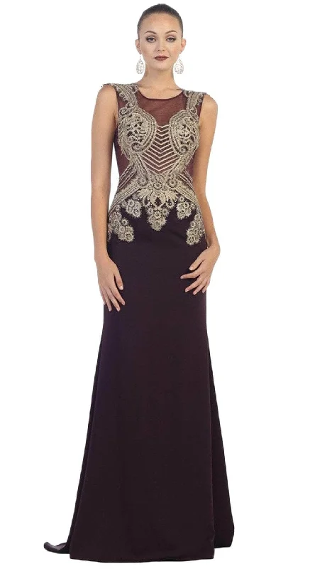 May Queen RQ-7434 - Embellished Cap Sleeve Evening Dress Tunics Fleece cozy