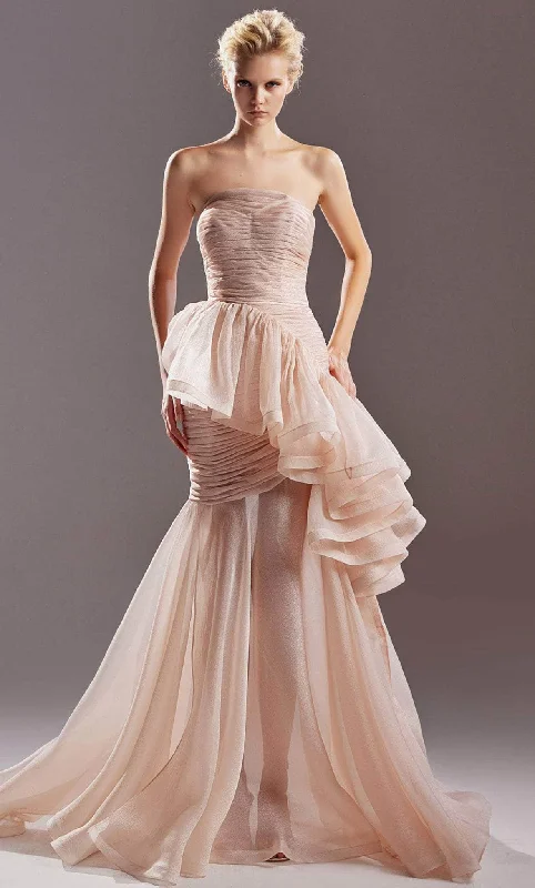 MNM COUTURE G1516 - Straight Across Ruffled Evening Dress Tunics Versatile stylish