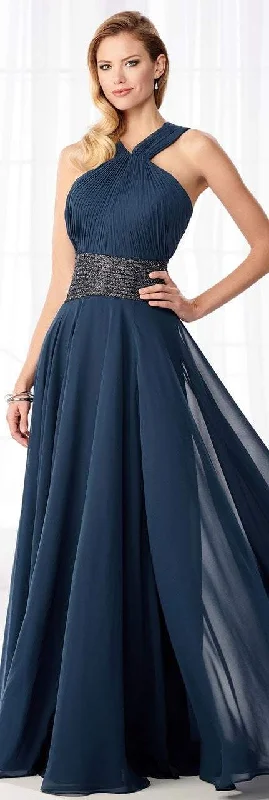 Mon Cheri Ruched Halter A-Line Evening Dress 218615 - 1 pc Dark Teal In Size 12 Available Tunics Mesh breathable