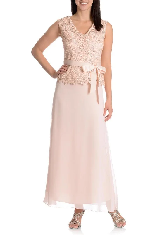 Patra - Lace Embellished Bow Evening Dress 13654 - 1 Pc Peach in Size 8 Available Tunics Review highly