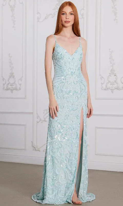 SCALA 80129 - Low V-Back Beaded Evening Dress Tunics Chic elegant