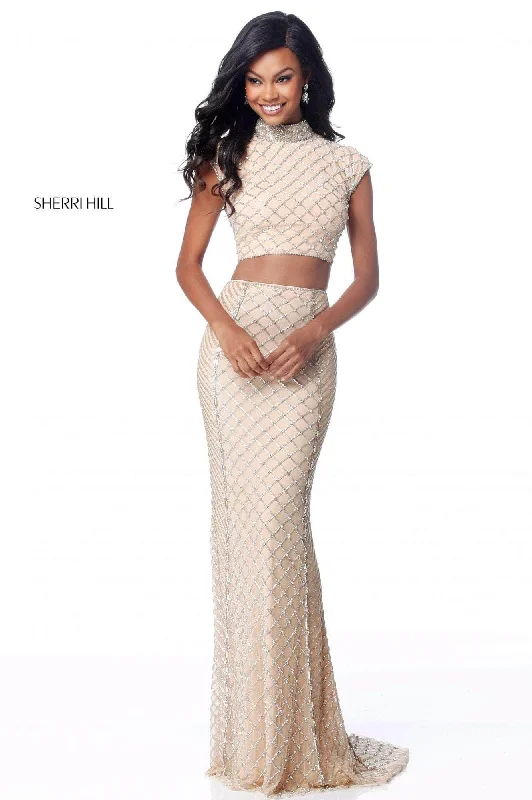 Sherri Hill 51738 - Cap Sleeve Lattice Evening Dress Tunics Prom sequined