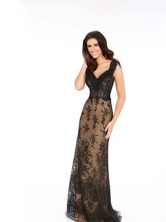 Mon Cheri Tb Evenings Mce11605 Tulle and Lace Evening Dress Satin Halter Glamorous