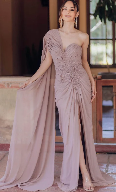 Terani Couture 232E1280 - Embroidered One-Sleeve Evening Dress Tunics Business professional