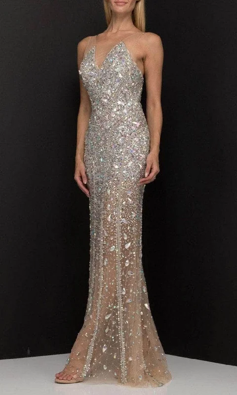 Terani Couture - Bejeweled Evening Dress 2017P1470 - 1 pc Nude in Size 6 Available Shift Classic Vintage